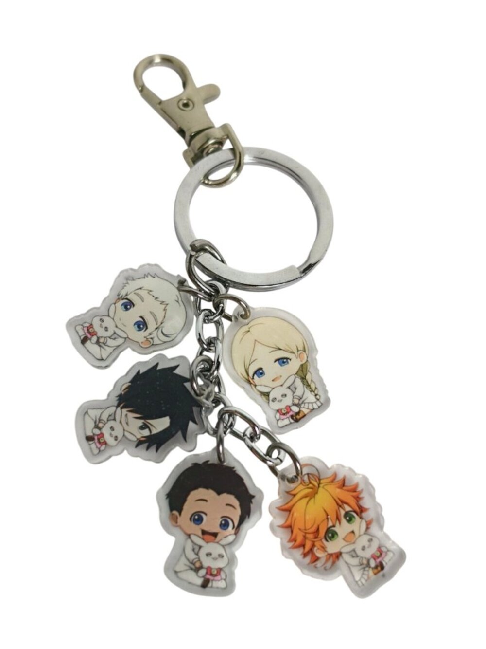 Anime Character Keychain 5 Cute Chibi Charms Acrylic Metal Clasp Bags Or Keys